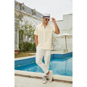 2025 Men's Slim Fit XL Size Button Down Dress Shirts Casual Business Shirts with Wrinkle-Free Stretch Solid Formal <b>Top</b> - Product Image 4