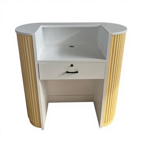 Kisen Hot Sale Modern Half Round Reception <b>Desk</b> with <b>Drawer</b> Custom Color and Size Office Furniture for Commercial Use - Product Image 1