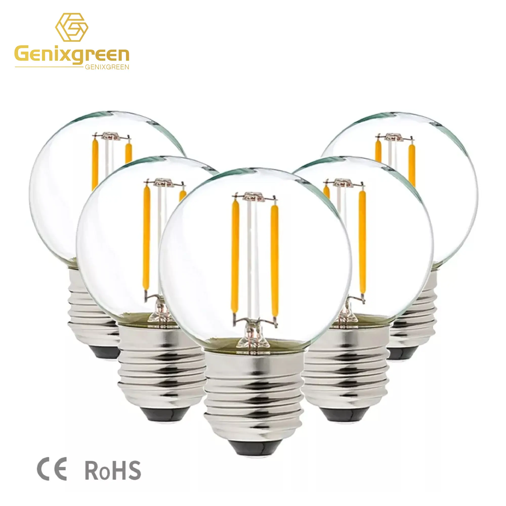 E26 E27 Cob Gloeidraad Gloeilamp 2700K Led Lamp Lage Spanning Retro Edison 12V Lampen Led 12V-24V Dc Ac 1W G40 Warm Wit Glas 90