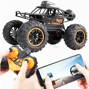 2.4G 1:18リモートコントロールRCクライミングカー4WDオフロード車両玩具、Wifiカメラ付き携帯電話APPコントロール付き