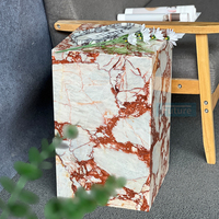 Roter Marmor Couchtisch Niedriger Sockel Marmor Wohnzimmer Luxus Natürlich Maßgefertigt Calacatta Violett Couchtisch Beistelltisch