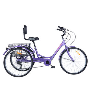 Tricycle à trois <span class=keywords><strong>roues</strong></span> pour adultes en alliage, avec frein à disque, vélo à trois <span class=keywords><strong>roues</strong></span>, tricycle tandem à assistance manuelle, 24' 26' - Product Image 2