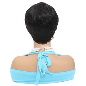 วิกผมมนุษย์ทรงพิกซี่<span class=keywords><strong>สั้น</strong></span>สีดำธรรมชาติ <span class=keywords><strong>ผม</strong></span>บราซิล หมวกขนาดกลาง สำหรับสวมใส่ทุกวัน - Product Image 5