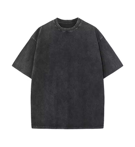 เสื้อยืดผู้ชายสไตล์วินเทจหรูหรา ผ้าฝ้าย 100% คุณภาพสูง โลโก้แบบเรียบง่าย สั่งทำได้ ลุคซีดจาง ทรงโอเวอร์ไซส์ ซักย้อมสีแบบแอซิดวอช - Product Image 2