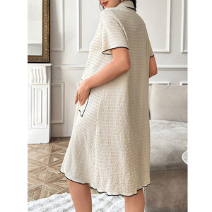 <span class=keywords><strong>Pigiama</strong></span> Premaman Liscio <span class=keywords><strong>con</strong></span> <span class=keywords><strong>Bottoni</strong></span> sul Colletto per Donna, Vestito Estivo Ampio a Maniche Corte <span class=keywords><strong>con</strong></span> Blocchi di Colore, Abbigliamento da Casa - Product Image 2