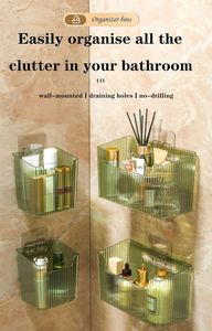 Set of 2 Storage Organizer <b>Bins</b> Wall Mounted Organizer Basket Shower Caddy Stackable Clear Adhesive Hanging <b>Bin</b> for Bathroom - Product Image 3