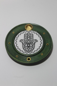 Brûleur d'encens en bois de luxe avec outil de méditation spirituelle incrusté de laiton - Product Image 3