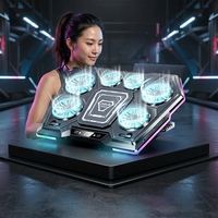 Support de refroidissement pour ordinateur portable D13 6 ventilateurs RGB, refroidisseur de jeu en aluminium et plastique pour ordinateur portable de 11 à 21 pouces