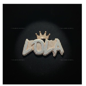 Colgante de Letra Lola con Moissanita en Canal, Chapado en Oro de 18K sobre Plata 925, Amuleto Hiphop, Joyería Unisex para Fiesta - Product Image 1