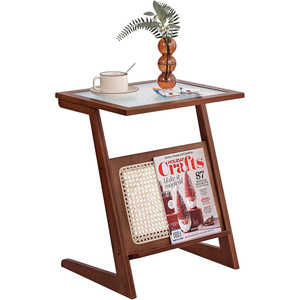 Sofá, mesa de centro, mesa auxiliar para sala de estar, mesa de ratán pequeña para apartamento, mesa de té para balcón, almacenamiento multifuncional - Product Image 5
