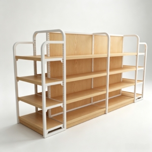 Sistema de Estanterías de Almacenamiento Multicapa de Acero y Madera para Organización de Zapatos, Ropa y Abrigos en Supermercados y Cocinas - Product Image 4