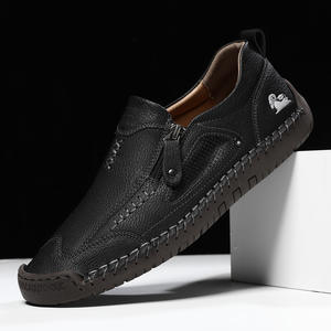 Chaussures Oxford en cuir à maille brillante pour homme, bout rond, à lacets, formelles et décontractées, confortables, avec soutien de la voûte plantaire, respirantes - Product Image 1