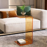 Table basse de coin carrée en acrylique transparente, luxueuse et épurée, pour baie vitrée ou salon, design haut de gamme