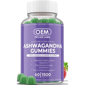 Individuelles Aswagandha-Gummi-Supplement Ksm-66 Pflanzenkernextrakt bio-Vegan glutenfreies Wurzelpulver Ashwagandha für Gummibärchen