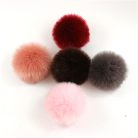 Porte-clés pompon avec fausse fourrure de renard, pompon en peluche, boule pelucheux, porte-clés