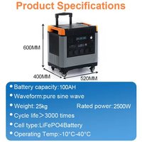 Station d'alimentation solaire portable 2500W avec batterie LiFePO4 et panneau solaire pliable pour les aventures en plein air