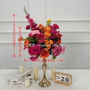 Roses artificielles réalistes en soie DKB, centres de table pour mariage, décorations de table, tailles personnalisables, boules de fleurs faites à la main au toucher réel - Product Image 2