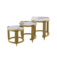 Table basse moderne minimaliste à trois pièces avec cadre métallique, rangement intégré, durable, facile à nettoyer, écologique, en ardoise