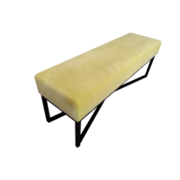 Meubles de balcon personnalisés de luxe pour appartement, sièges de réception d'hôtel, pouf rembourré en velours jaune doux pour la décoration de la maison