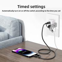 Prise intelligente double standard US Tuya WiFi avec ports de charge rapide USB+Type-C, 15A, prise en charge du contrôle à distance/par la voix/programmation via l'application