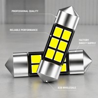 Ampoule LED 2835 8SMD double point pour toit de voiture, 12V DC, ajustement standard 31 36 39 41mm, haute luminosité, double extrémité, pour intérieur