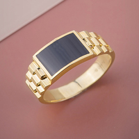 14 Karat massiver Goldring Individuell graviertes Logo Temperament Beliebte Mode Schwarzer Onyx Ehering Ring Unisex Schmuck ring