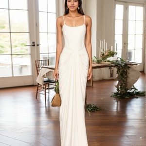 Vestido Largo Moderno Blanco para Mujer, Tela de Tul Natural Transpirable, Vestido de Gala Único, Caftán de Verano, Vestido de Graduación - Product Image 1