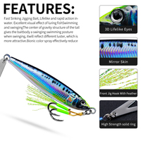 Leurre de pêche au jigging lent PROBEROS avec hameçon triple, yeux 3D, cuillère métallique pour la pêche en mer