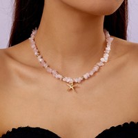 Go2boho étoile de mer pendentif pierre puce collier de perles pour les femmes Boho plage été bijoux en gros