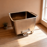Chariot de transport mobile robuste et antirouille en acier galvanisé pour viande et aliments, facile à nettoyer, pour l'industrie de l'abattage