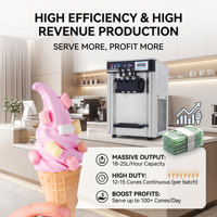 Machine à glace molle numérique intelligente à 3 saveurs, en acier inoxydable, unité verticale pour café, commerce de détail alimentaire