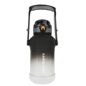 Creative Botella Deportiva Gradient Color Handheld Tritan Travel Drink Large Capacity Straw Cup Water Bottle