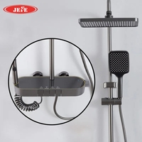 Ensemble de douche OEM en ABS avec étagère de rangement, système de douche 4 fonctions à touches piano, mitigeur chaud/froid et pistolet de pulvérisation
