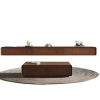 Meuble TV minimaliste de style armoire en couleur noyer pour salon de petite taille