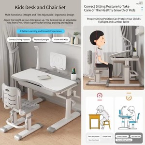 Chất lượng cao có thể điều chỉnh trẻ em của bảng và ghế Ergonomic với chủ ổn định cho việc học tập thoải mái bàn học - Product Image 6