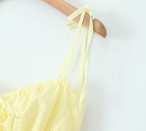 TAOP & ZA mujeres 2024 verano nueva <span class=keywords><strong>moda</strong></span> europea y americana Casual temperamento <span class=keywords><strong>hongo</strong></span> hueso de pescado bordado falda con tirantes - Product Image 4