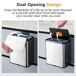 Venta Directa de Fábrica: Cubo de Basura Suspendido de 5L con Tapa, Cubo de Basura Pequeño para Cocina con Gancho, Cubo de Almacenamiento Montado en la Pared - Product Image 4