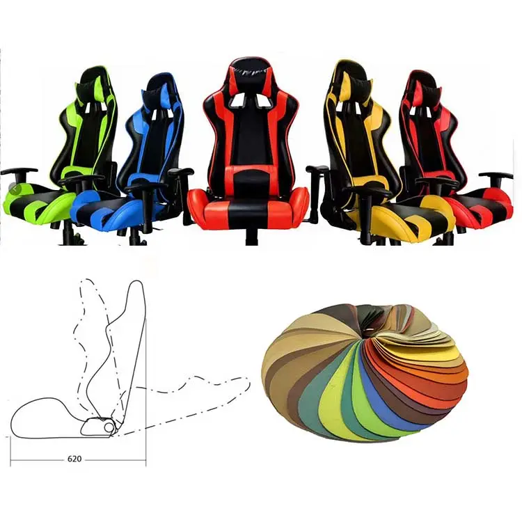समायोज्य एकल स्लाइडर के साथ पीवीसी खेल ऑटो रेसिंग कार सीट