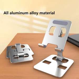 풀 메탈 알루미늄 합금 모바일 폰 데스크탑 스탠드, 라이브 스트리밍 및 드라마 시청용 접이식 회전 태블릿 지지대 - Product Image 2