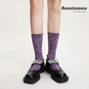 2023 nouveau 3D Relief mode femmes chaussette coton peigné équipage Tube incomparable printemps fille élégant rue Floral - Product Image 5