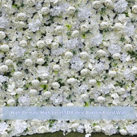 Mur de fleurs artificielles en soie 5D blanc avec support en tissu, toile de fond pour mariage, accessoires de studio, mur photo extérieur tendance