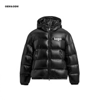 Veste d'hiver décontractée réversible pour hommes, courte, Boxy, fermeture éclair, toile, col montant, écologique, coupe-vent, à capuche, doudoune