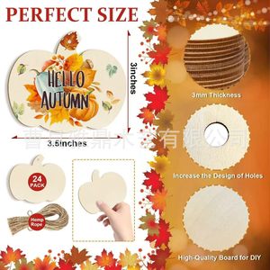 Letrero colgante de madera con forma de calabaza de Halloween, decoración interior hecha a mano de madera maciza para fiestas en casa - Product Image 2