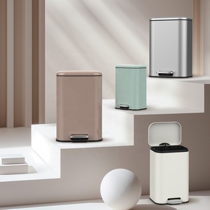 Hộ Gia Đình Mềm Đóng Hình Chữ Nhật Kim Loại Rác Bin Chân Hoạt Động 12L Phòng Tắm Trắng Thùng Rác Có Thể - Product Image 6