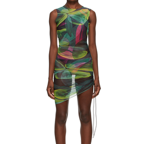 Minivestido de malla asimétrico sin mangas con estampado digital de alta calidad al por mayor para mujer-Compra vestido de malla para mujer, minivestido de malla, As - Product Image 2