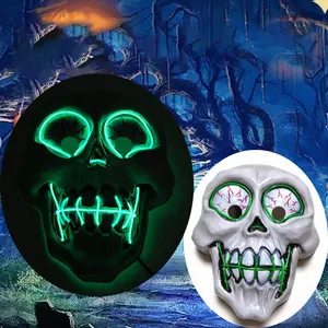 Grappig Lichtgevend Masker Aap Gezicht Led Halloween Skelet Masker Led Light Up Masker