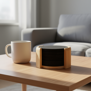 Posavasos KESPER de Fieltro y Bambú, Paquete de 12, Accesorios para Bebidas - Product Image 3