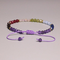 Bracelet en perles facettées en pierres précieuses naturelles arc-en-ciel de 4 mm, réglable, fait main, en cristal, pour bijoux personnalisés, vente en gros