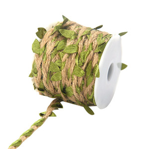Jute Twine <strong>Ribbon</strong> with Artificial Green Leaves Rustic Leaf Vine Garland Braided Burlap Twine for Crafts Jungle Safari Party - Product Image 5