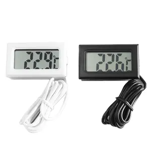 Termometer higrometer Digital layar LCD, sensor temperatur anti air dengan panjang kabel 1m